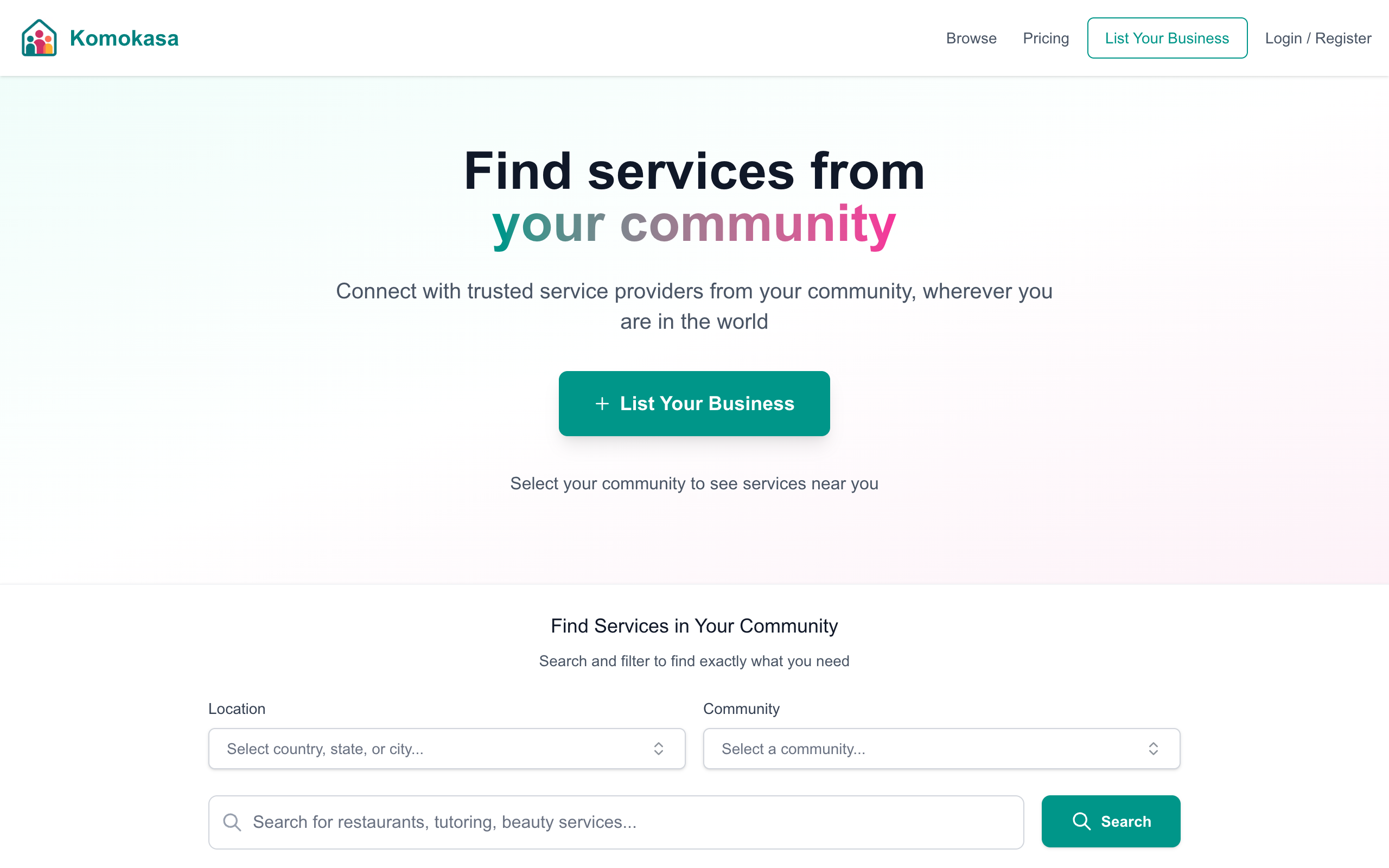 Komokasa Website Screenshot