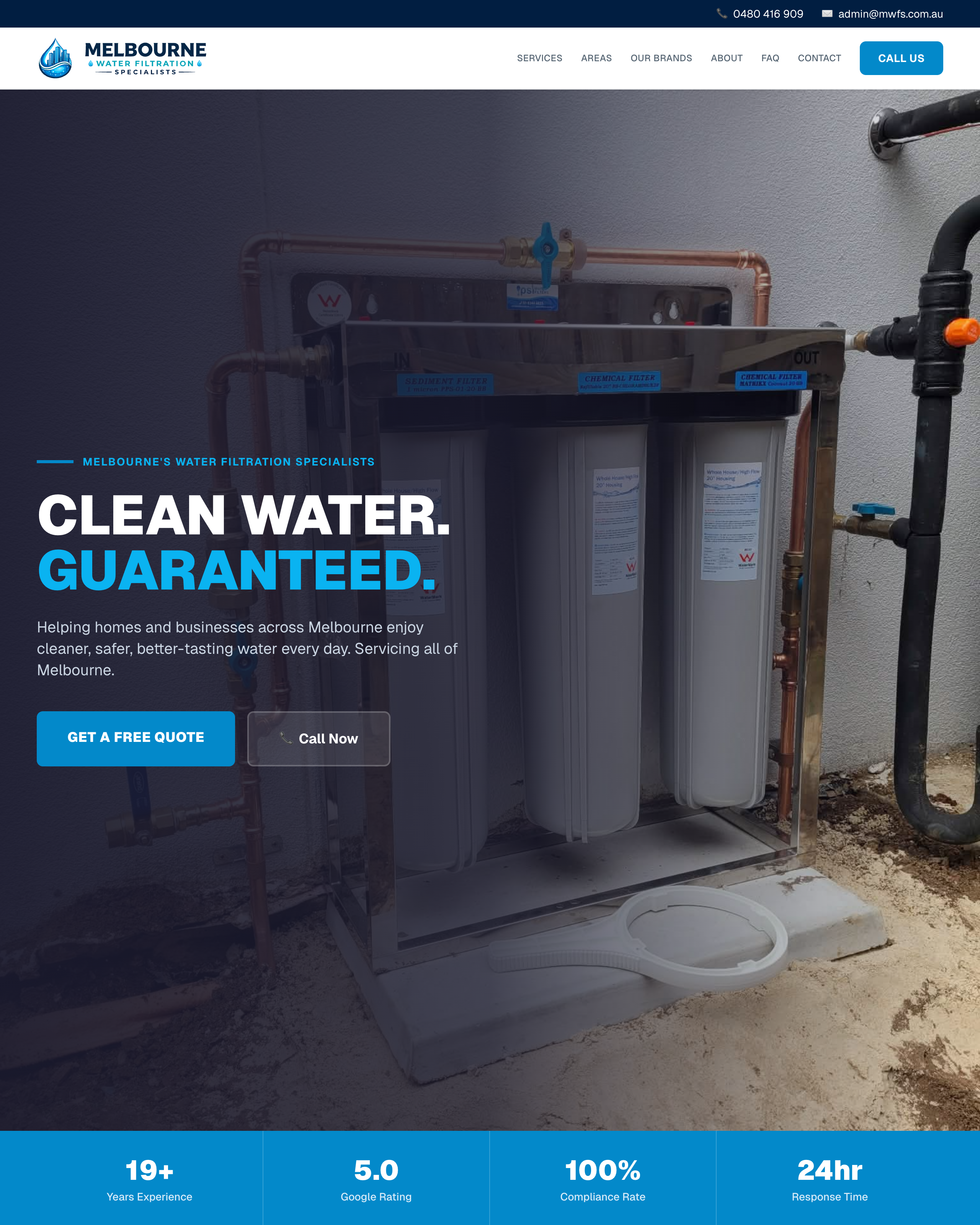 Melbourne Water Filtration Specialists Website Screenshot