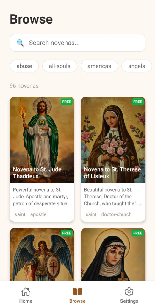 Novenas Mobile App Screenshot